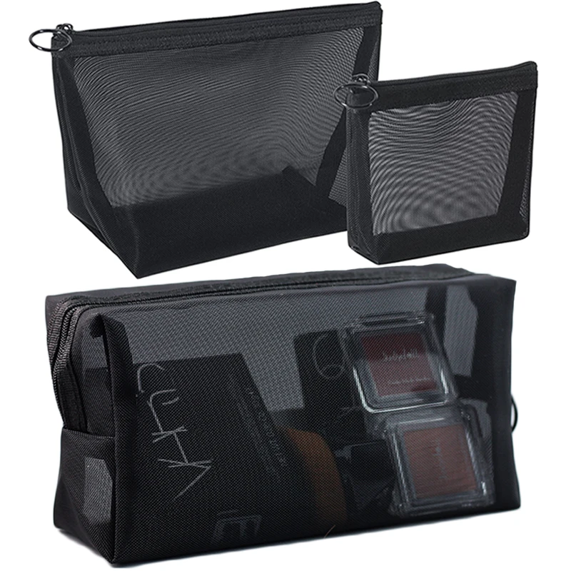 

Bags Makeup Travel Pouch Storage Small Bag Portable Large Bag Organizer Women Cosmetic Black Mesh Toiletries Transparent Towel