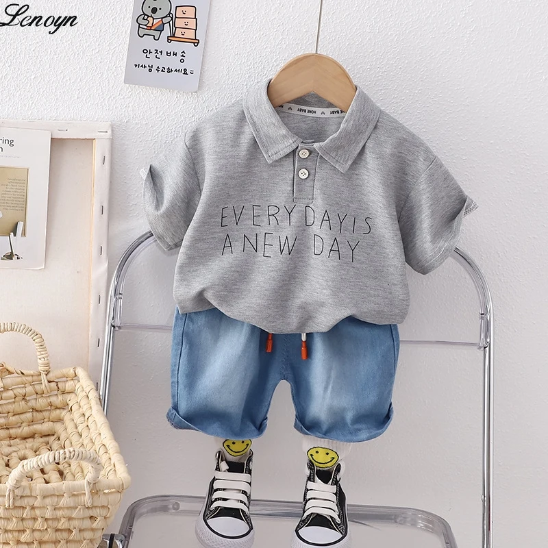 

Lenoyn Boys summer short-sleeved suit new style summer baby two-piece sets of children handsome Korean clothes
