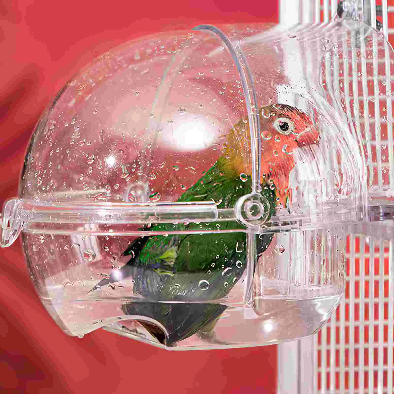 

Plastic Containers Bird Bath Box Convenient Bathtub Parrot Supplies Small Showering Hanging Parakeet