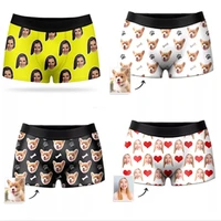 Custom Personalized Photo Pet Face Printed Photo Men's Boxer Shorts Valentines Day husband briefs brithday funny underwears gift