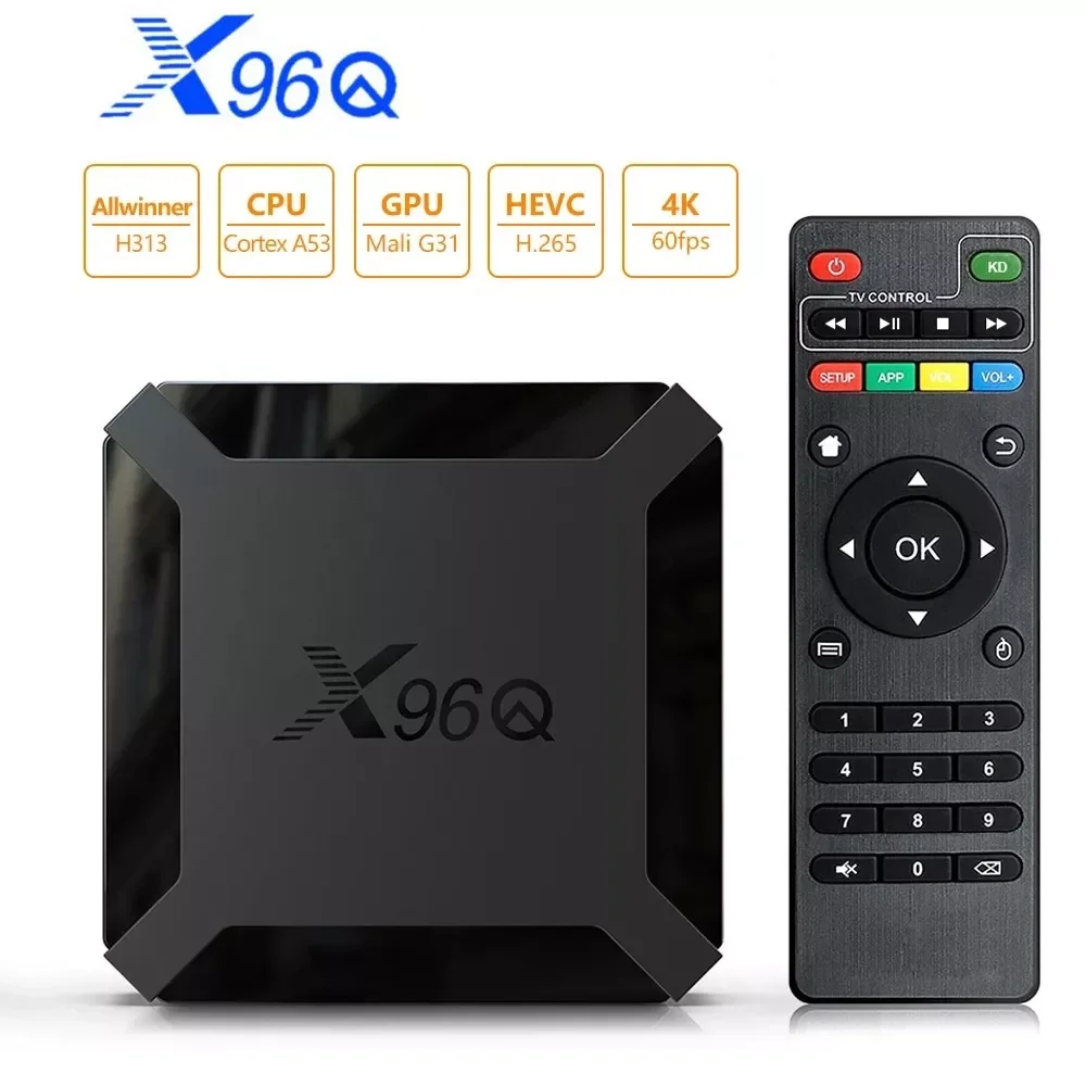 

NEW2023 2021 X96Q Smart TV Box Android 10.0 Allwinner H313 Quad Core ARM Cortex A53 Q Set Support 4K 3D 2.4G Media Player For G