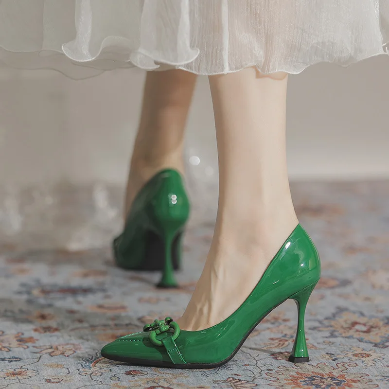 

Women High Heels Stiletto Shoes Pointed Casual Sleeve Solid Color Business Formal Wear Women Shoes High Heel The New Retro