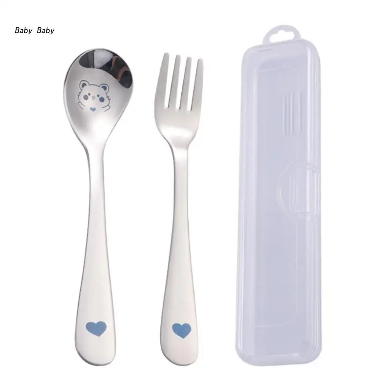 

Q81A Baby Feeding Spoon Fork Eat Training Cutlery Feed Supplies Dishwasher Friendly