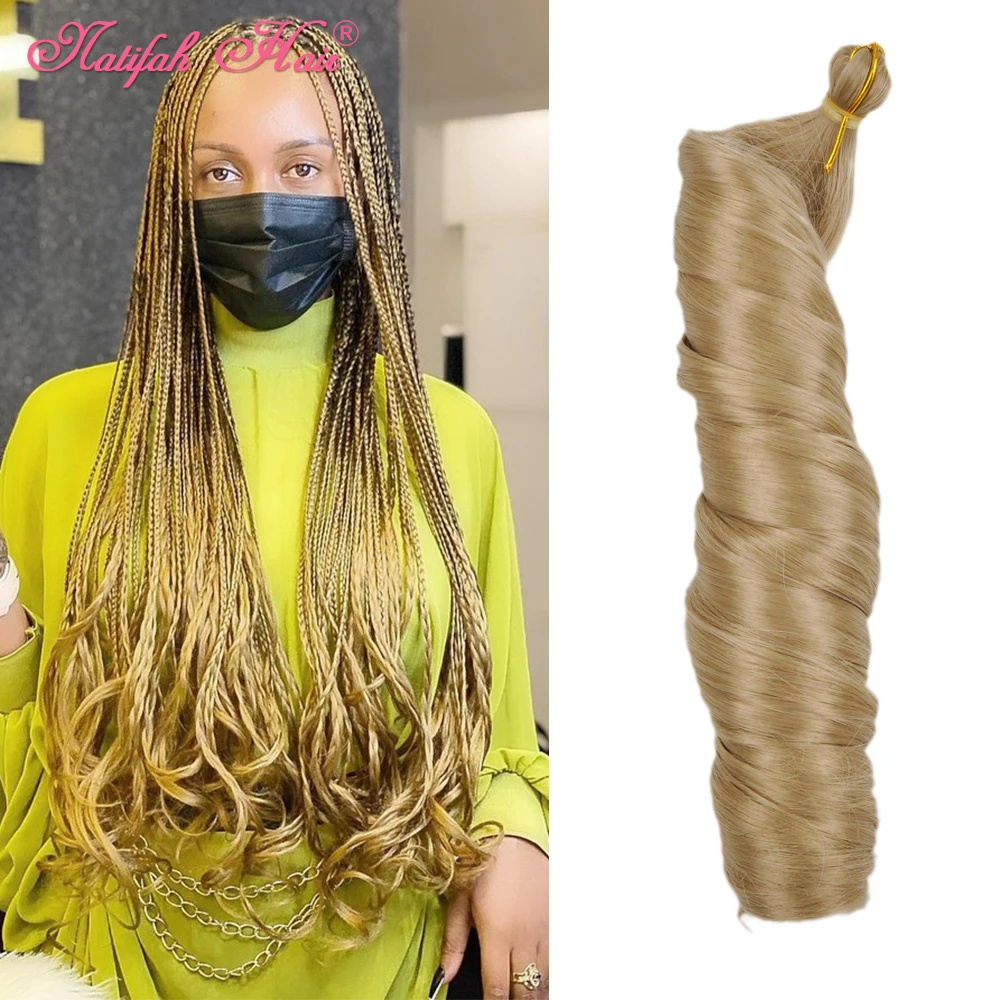 

CLong Wavy Crochet Braid Yaki Pony Style Spiral Loose shiny Silky Wave Hair French Curls Synthetic Curly Braiding Hair