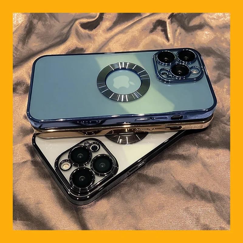 

For iPhone 11 12 13 Pro Max Transparent Plating Case Silicone Cover With Camera Lens Protectors Ultra Thin Heat Dissipation