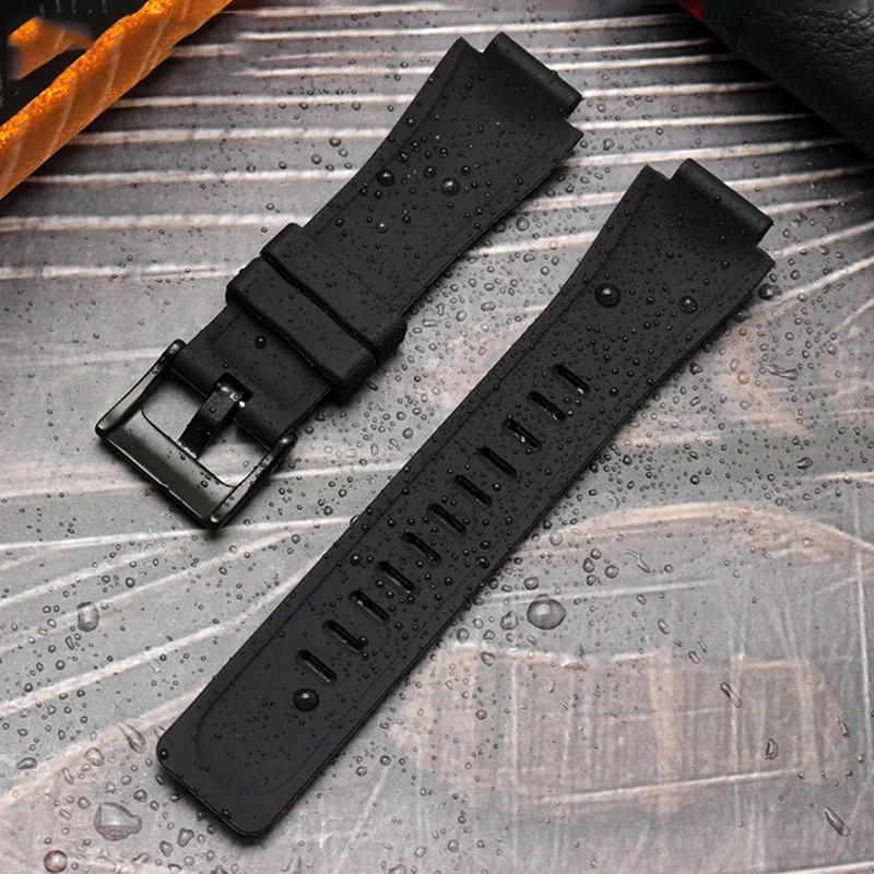 Silicone Rubber Watchband 24*16mm for Timex TMS Watch Strap T2N720 T2N721 TW2T76300 Waterproof Band Convex Interface Bracelet
