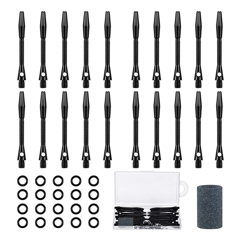 

24 Pieces Aluminum Dart Shaft Dart Accessories 1.97 Inches Hard Metal Dart Stems With Rubber O Rings Darts Sharpener