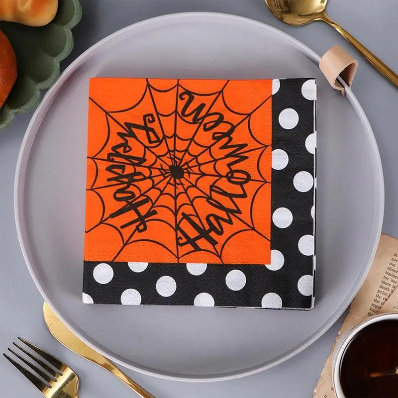 

20Pcs Halloween Spider Web Paper Napkins Portable Absorbent Guest Napkins Absorbent Napkins Guest Napkins For Halloween Party