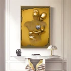 Настенные постеры с 3d-изображением золотых и черных фигур, картины, абстрактные скандинавские эстетические картины, холст, картины, украшение комнаты