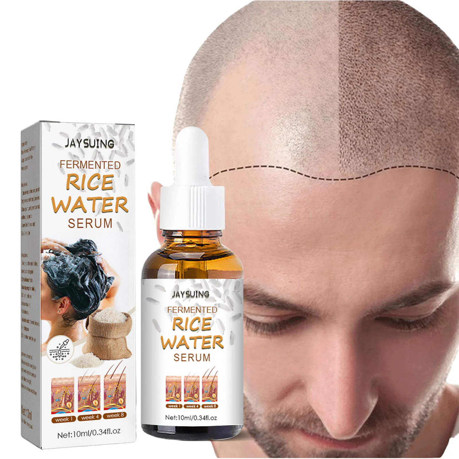 

Fermented Rice Water Serum 10ml Natural Gentle Rice Water Fermented Rice Water Hair Essence Hair Growth Serum For Thinning Hair