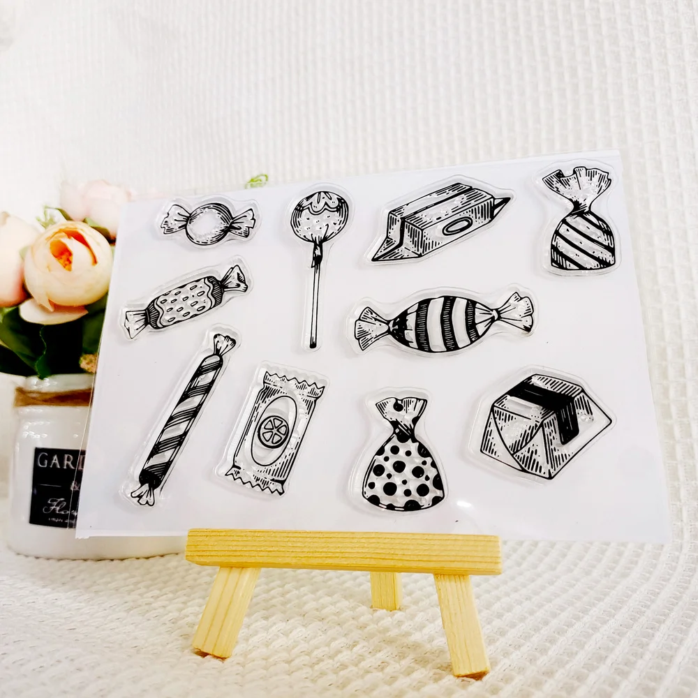 Прозрачный силиконовый штамп сладкой конфеты/печать для самостоятельного