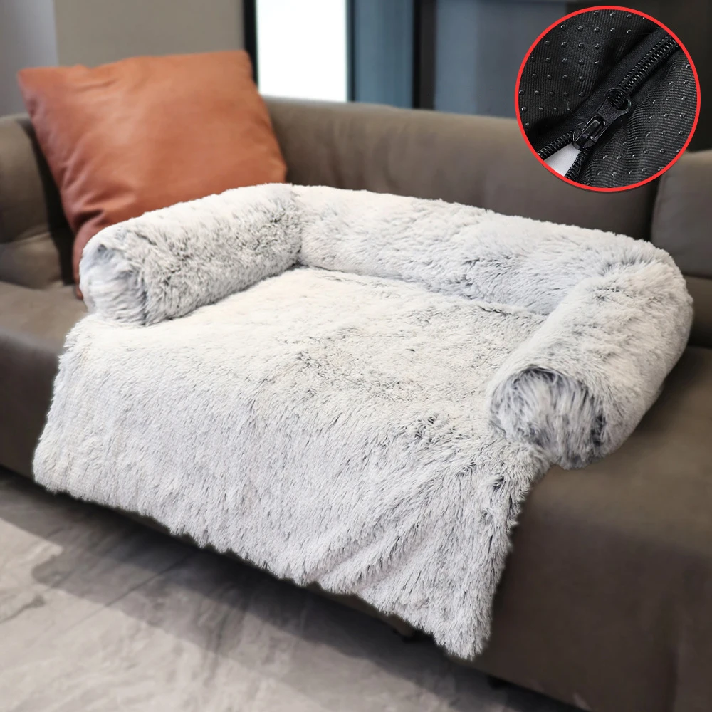 

Calming Pet Mat Fluffy Plush Dog Couch for Furniture Protector Human Size Sofa Bed Washable Cover for Large Medium Dogs and Cats