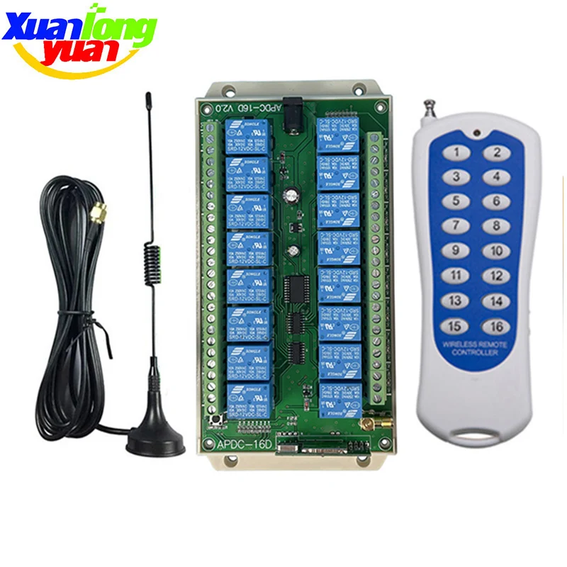 433 МГц DC12V 24V16CH RF беспроводной пульт дистанционного управления радиоприемник с 1000