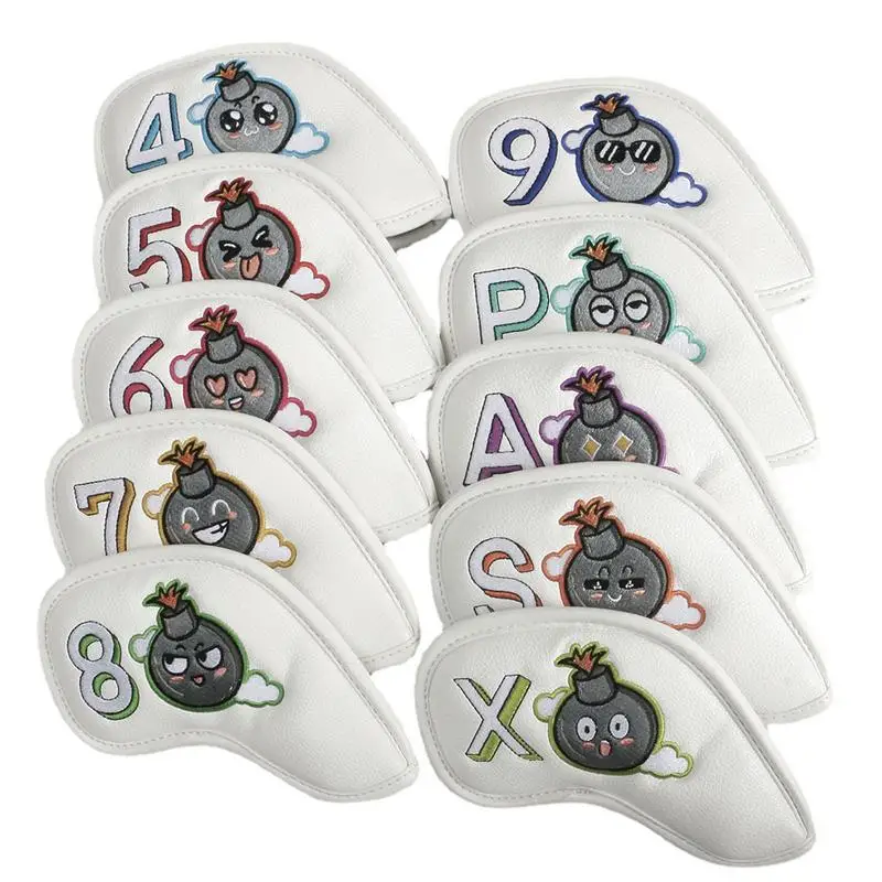 S 10 Pcs Cartoon Durable Golf Iron Club Covers Waterproof Ru