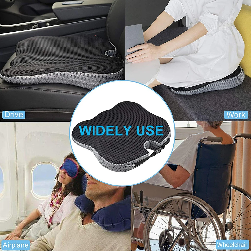 

Seat Heightening Breathable Cushion Portable Chair Wheelchair Tailbone Supporting Nonslip Pad Washable Cover Gray