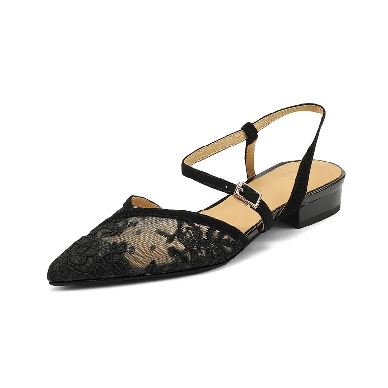 

Туфли женские в стиле ретро, дышащие, заостренный носок, низкий каблук, повседневные, римские сандалии, весна-лето 2023