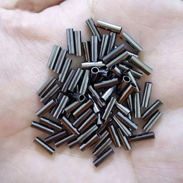 100Pcs Round Copper Fishing Tube Fishing Wire Pipe Aluminum Crimp Sleeves Connector 1.0mm-2.8mm Fishing Line Accessories Tool 1