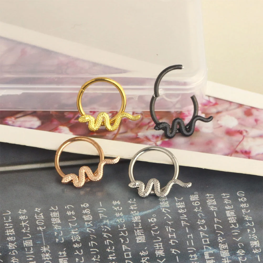 

4 Pcs Women’s Jewelry Nose Rings Hoops Bulk 1.2x1cm Alloy Piercings Miss