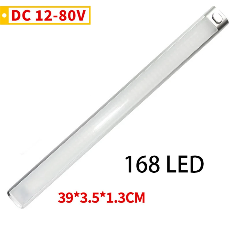 

12V-80V 168LED автомобильная лампа с переключателем вкл/выкл, белая Световая трубка для автомобиля, RV, фургона, грузовика, прицепа, лодки, фургона