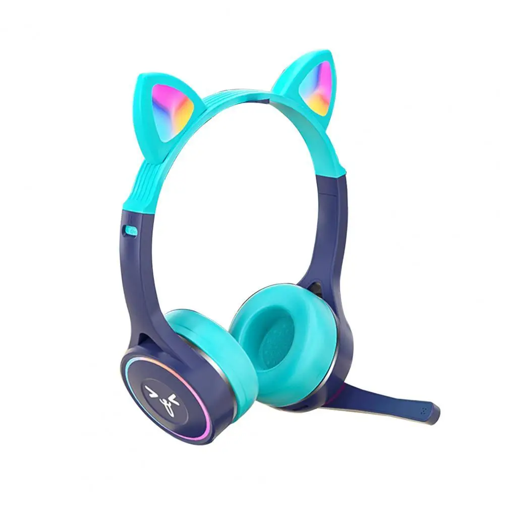 

Детские Bluetooth-наушники с поддержкой TF-карты, RGB-вспышка, милая кошачья ушка, Беспроводная игровая гарнитура с наклейкой