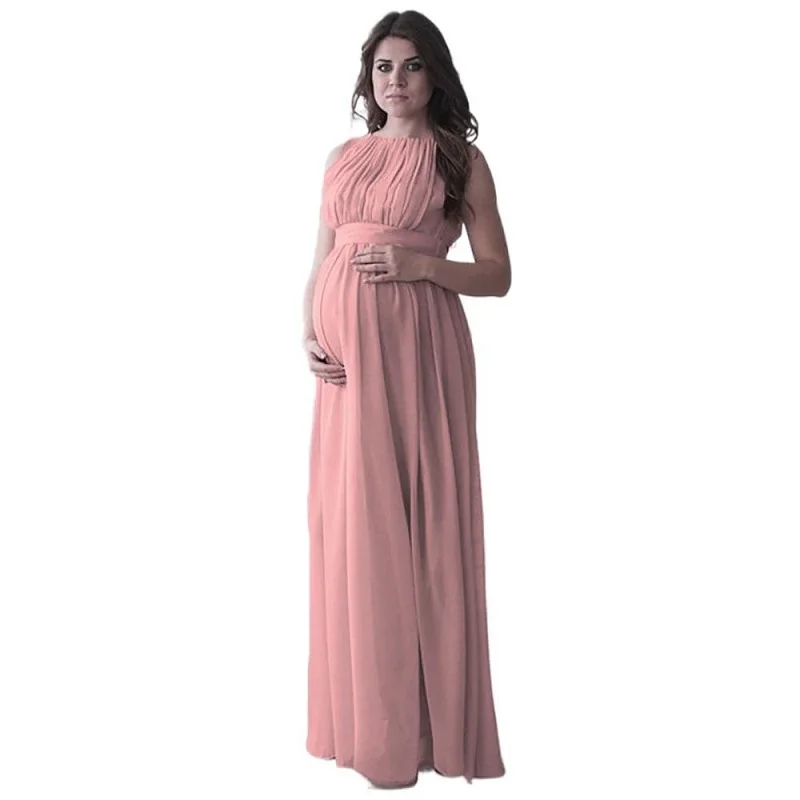 Maternity Dress For Photography Long Pregnancy Dress Photo Shoot Women's Clothing Sleeveless Belt Waist Maternity Dress Chiffon enlarge