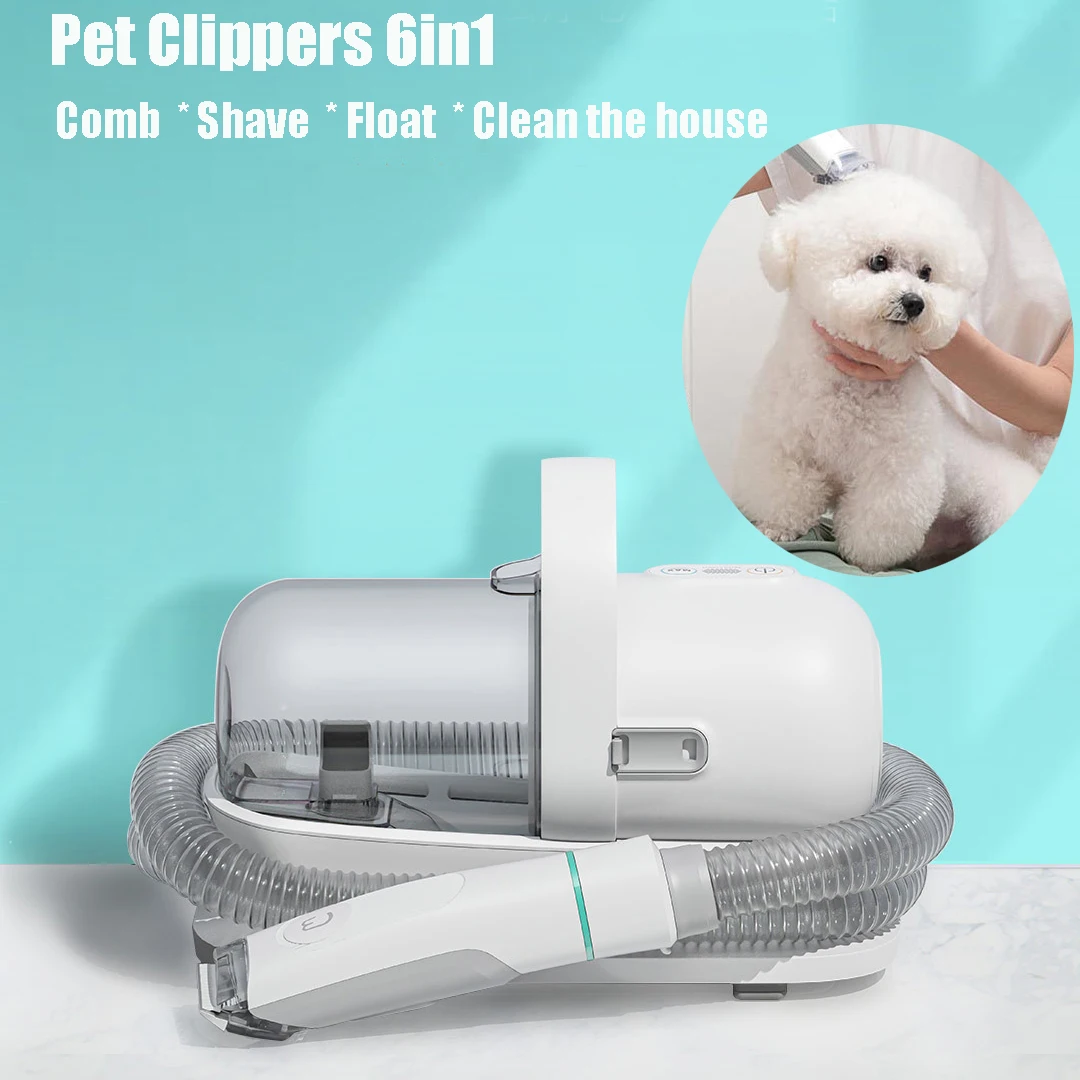 Electric Pet Grooming Clippers 6in1 Multifunction Kit Safety Pruning Vacuum Cleaner Cat Dog Comb Trimmer Pet Clipper Supplies
