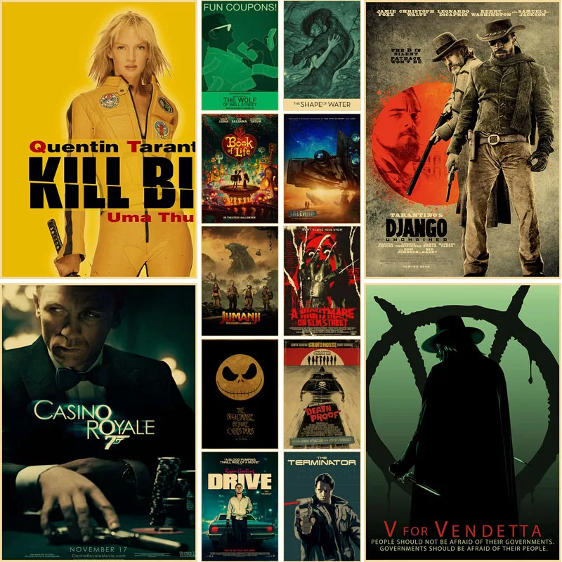 

Vintage Classic Movie Posters Family Wall Art Decoration Django Kill Bill Poster High Quality Kraft Paper Painting Home Decor