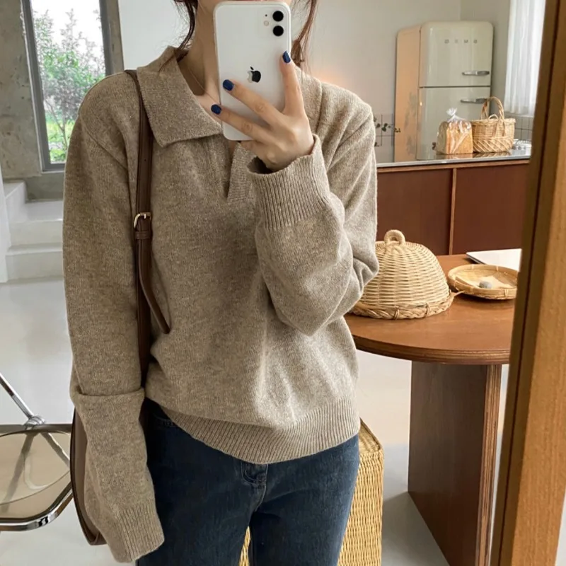 Свитер Maillard с V-образным вырезом верхняя одежда Женская осенне-зимняя Свободная