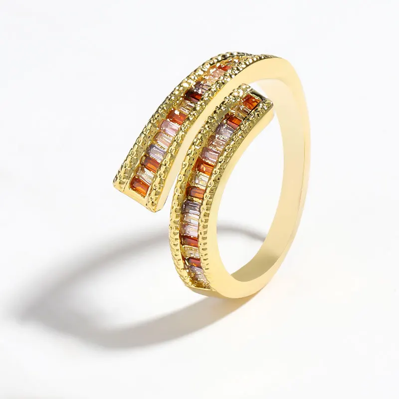 

Gselling роскошное кольцо с цветным цирконием, трендовые однослойные геометрические Металлические Открытые Кольца, женская бижутерия