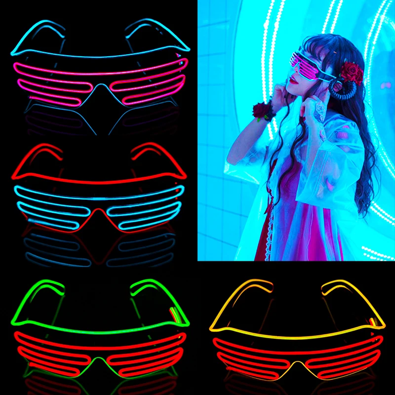 

1Pc LED Light Up Shutter Shade Glasses Colorful Flashing Eyewear Glowing In the Dark For Club Bar Wedding Birthday Party Decor