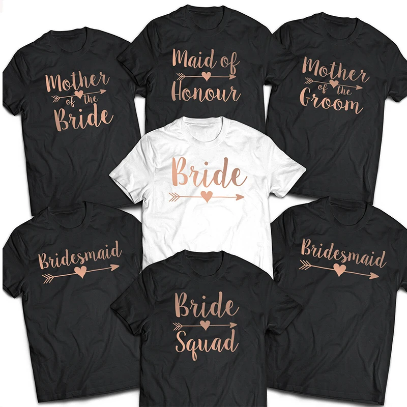 

Bride Squad Bridesmaid Women Tshirt Wedding Party Ulzzang T-shirt Girl Tumblr Fashion Shirts Cotton Plus Size Tops Dropshipping