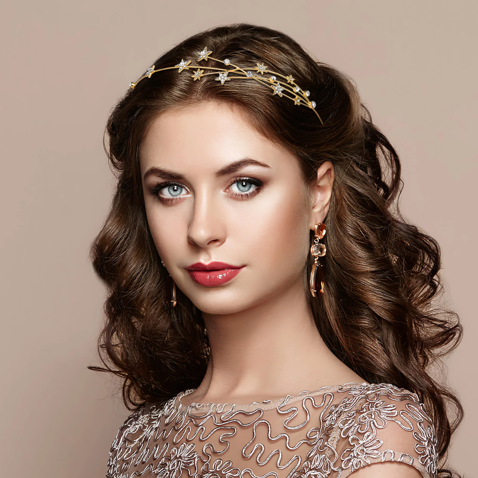 

Headband Hair Accessories Star Headbands Women Tiara Gold Bridal Wedding Bride Headdress Hairband Wild