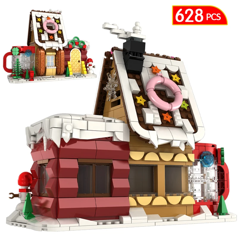 

628pcs City Christmas House Architecture Model Building Blocks Santa Claus Pen Holder Bricks DIY Toys For Children Gifts