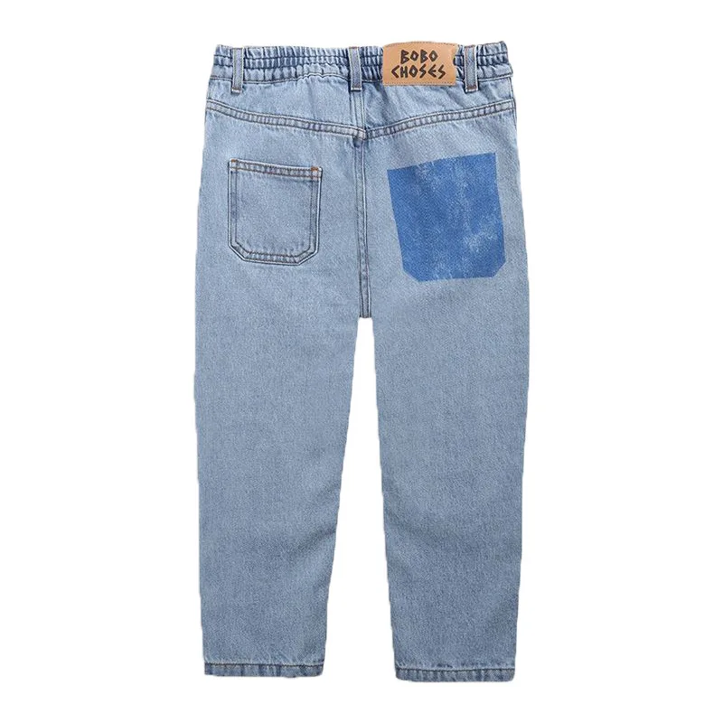 Джинсы детские прямые с буквенным принтом на весну/осень 2022 |