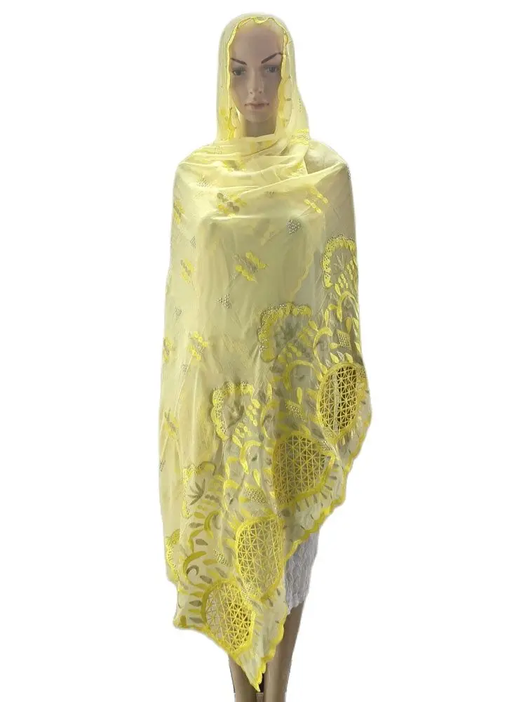 2023 Muslim Ramadan Hijab Femme Musulman Foulard Hijabs For Woman African Islam Dubai Chiffon Embroider Scarf 200*100 Shawls