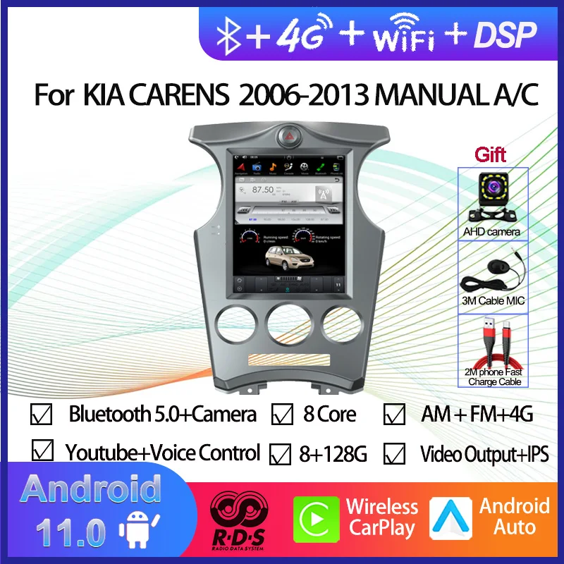 

Android Tesla Style Car GPS Navigation For KIA CARENS 2006-2013 MANUAL A/C Auto Radio Stereo Multimedia Player With BT WiFi