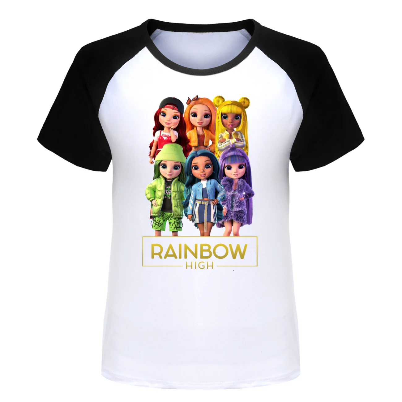 Радужный высокий костюм для мальчиков топы с мультяшными рисунками штаны из 2