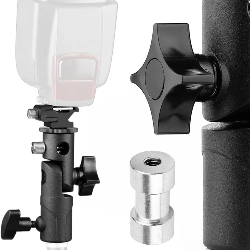 

Universal Flash Light Bracket Stand Metal Speedlite Umbrella Holder Small Head E-Type Lamp Holder Tripod