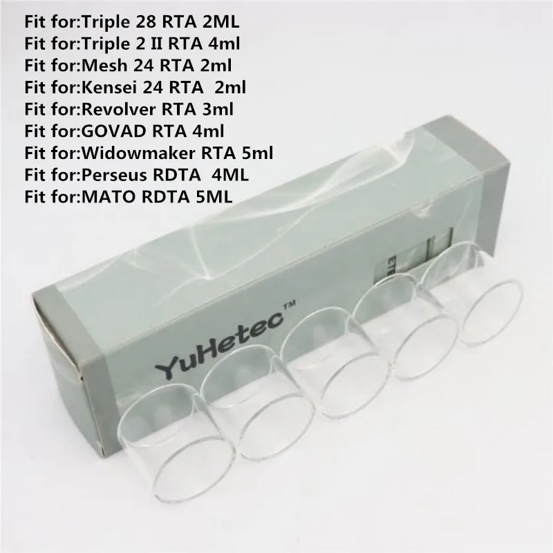 

Сменная стеклянная трубка YUHETEC для Vandy Vape Triple 28 II 2 Mesh 24, вращающаяся трубка GOVAD Widowmaker RTA Perseus MATO RDTA, 5 шт.