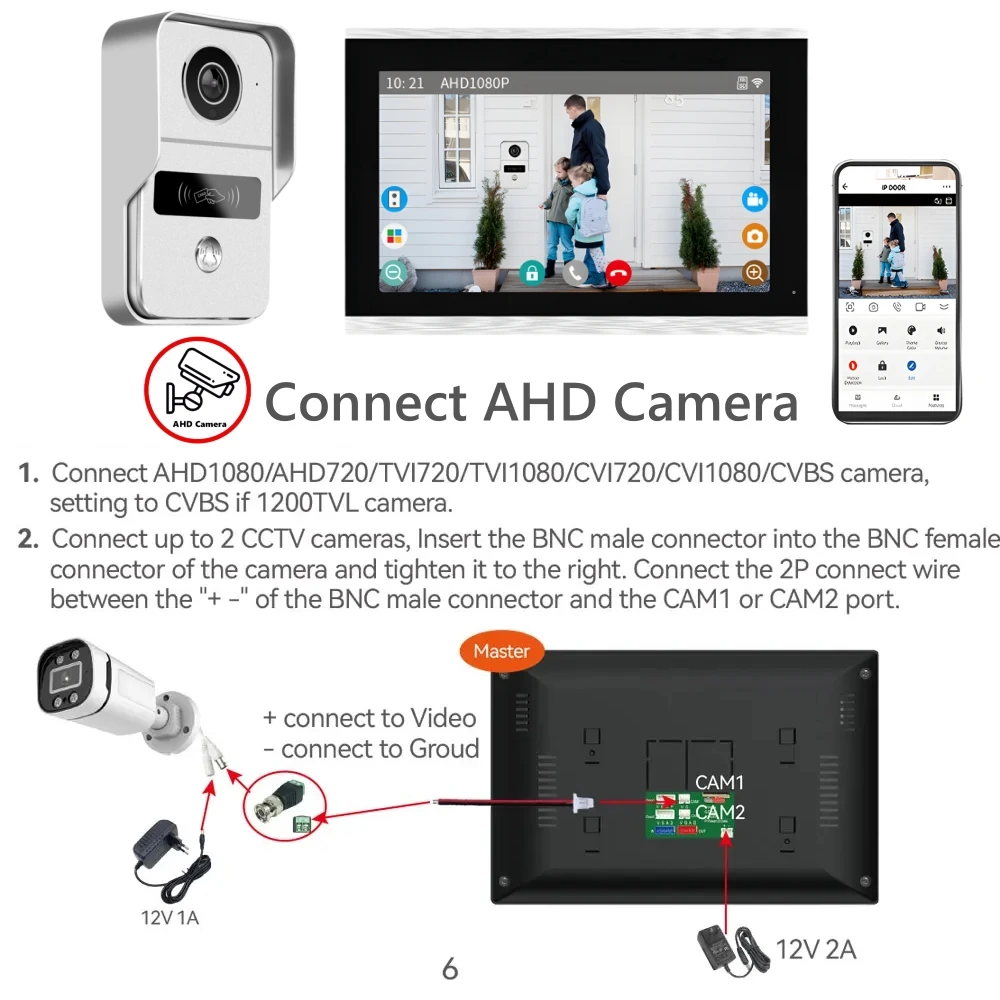 7-дюймовый Tuya Smart Wi-Fi видеодомофон домофон с электрическим замком 1080P беспроводной