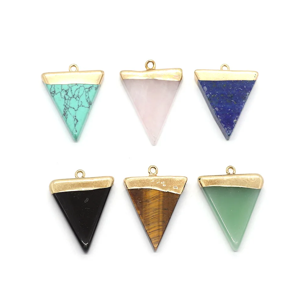 

Natural Stone Triangle Crystal Fashion Pendant 25x32mm Charm Making DIY Necklace Earrings Fashion Jewelry Ladies Accessories