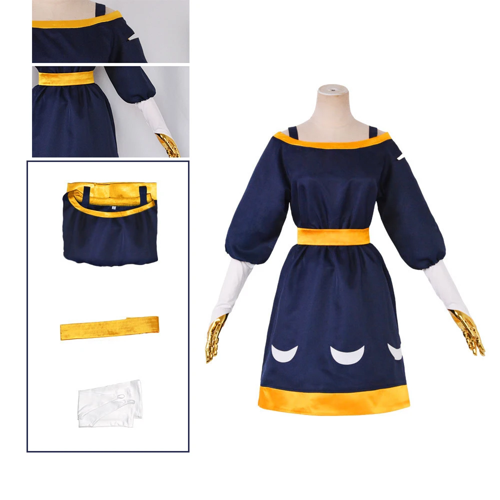 

The Owl Cosplay House Amit Cosplay Clothes Navy Blue Golden Yellow Short Skirt Necklace 77COS Store Fancy Comic Con Set