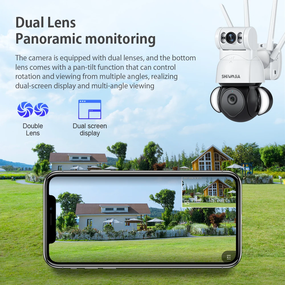 Цена IP-камера видеонаблюдения Shiвоенia, 4 МП, двухобъективная, Wi-Fi, 4-кратный зум, автоматическое отслеживание движения Pаспродажа IP-камера видеонаблюдения Shiвоенia, 4 МП, двухобъективная, Wi-Fi, 4-кратный зум, автоматическое отслеживание движения