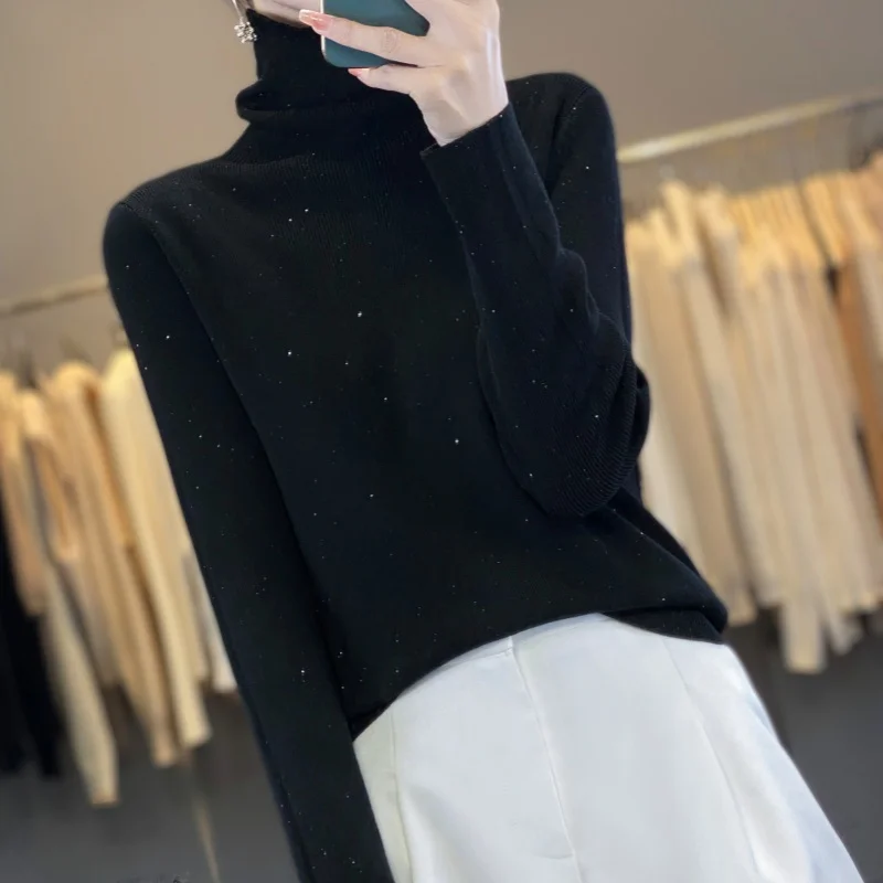 Кашемировый свитер с высоким воротником женский пуловер осенне-зимний вязаный