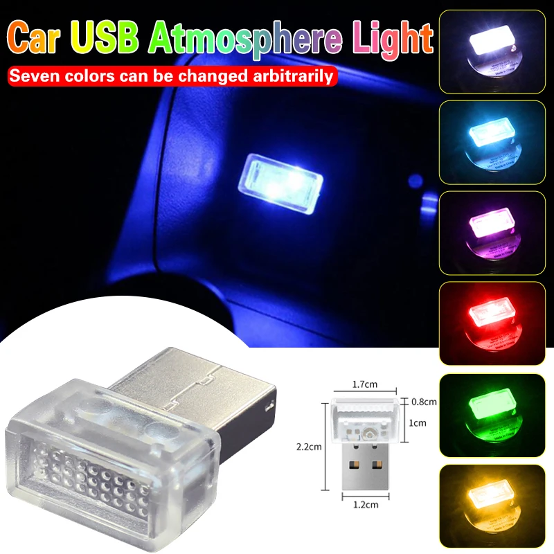

Мини-USB светодиодный автомобильный светильник, автомобильный интерьерный атмосферный светильник, аварийное освещение, RGB, авто красочная декоративная лампа, автомобильный аксессуар
