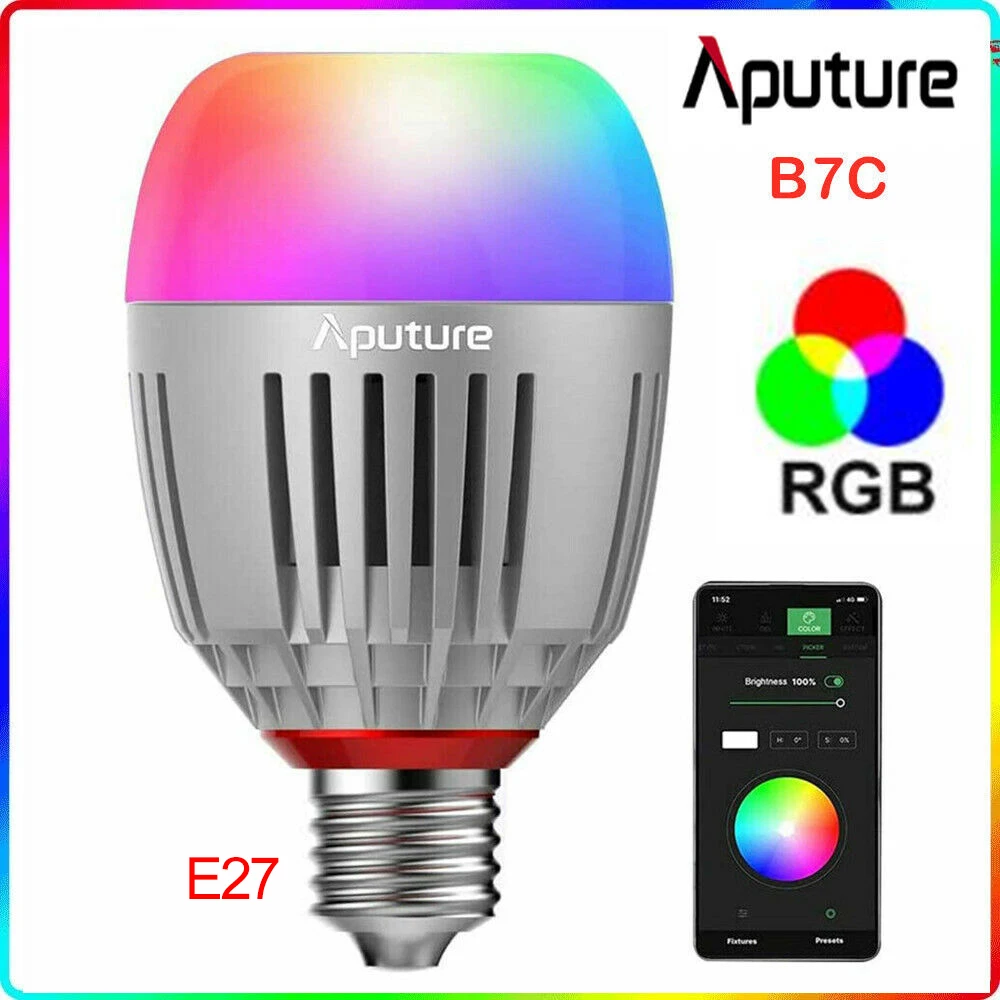 

Aputure Accent B7C RGB Smart Bulb 2000K-10000K Light Bulb With APP Control&Strong Heat Dissipations E27 LED Bulb for Photography