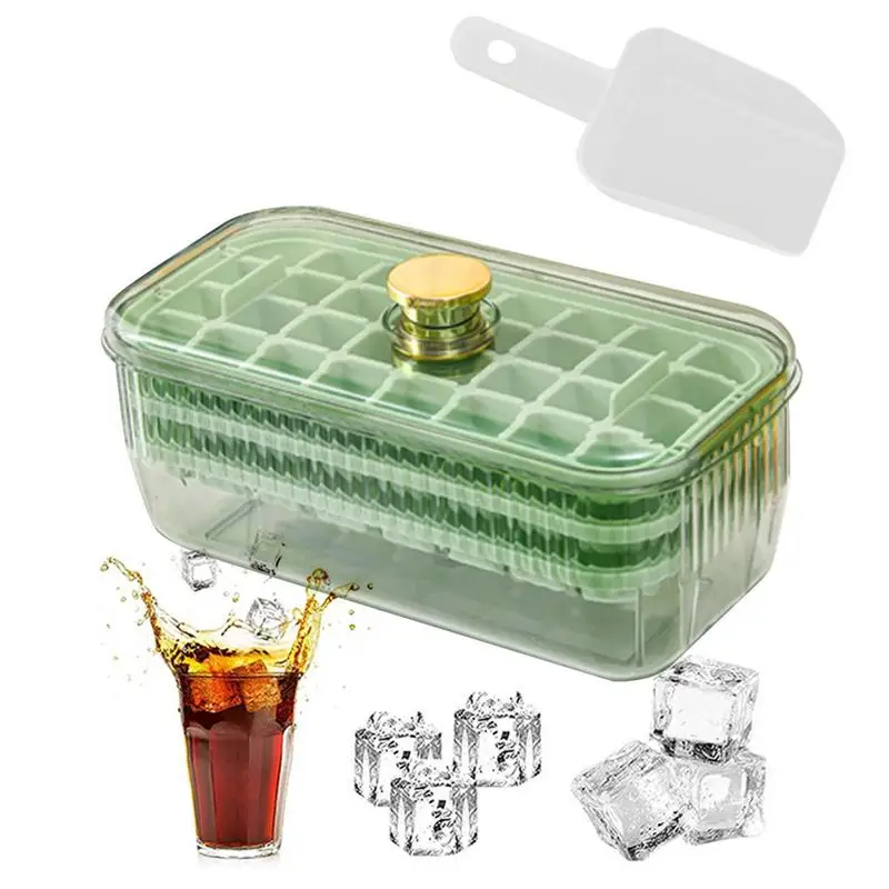 

Ice Tray Mold With Lid Ice Freezer Container Ice Cube Storage Container Spill-Resistant Ice Tray For Freezer Press Type 56 Cube