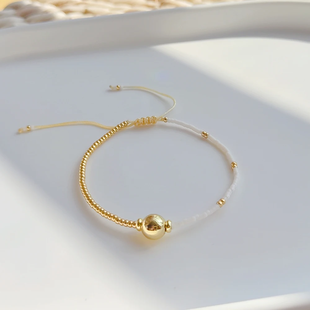 

Dainty Bracelets Miyuki Seed Beads String Bracelet Wholesale Jewelry for Women 8mm Gold Color Charm Adjustable Rope Pulseras