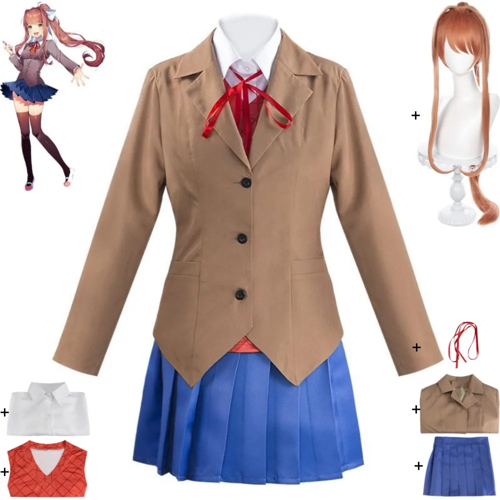 

Косплей-костюм из игры Doki Literature Club Plus Monika Mon-Ika Sayori Yuri Natsuki из аниме DDLC школьная форма Jk костюм