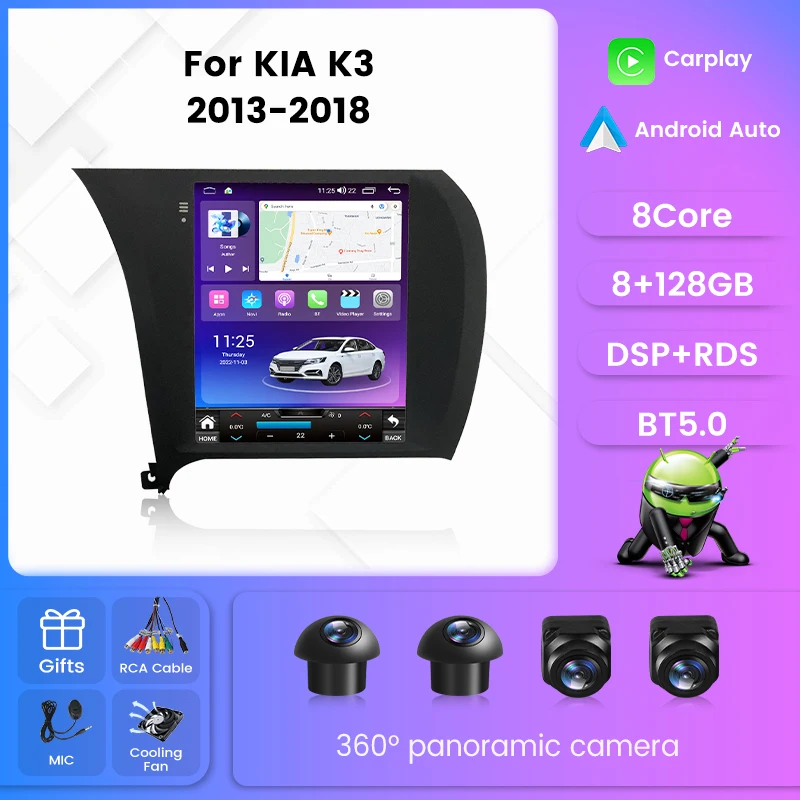 

For Тесла Стиль Экран автомагнитола 2дин android For KIA K3 CERATO FORTE 3 YD Tuner 2013-2017 магнитола для авто GPS мультимедиа Штатная магнитола устройство до 8-ЯДЕР, до 8 + 128ГБ Карплей Андроид Авто